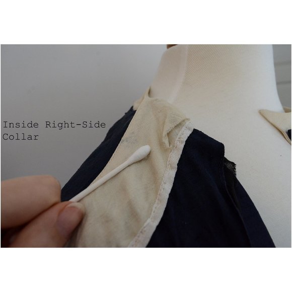 Vintage 1950s Navy A-Line Dress Midi 50s Silk S Sm - Picture 8 of 10